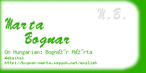 marta bognar business card